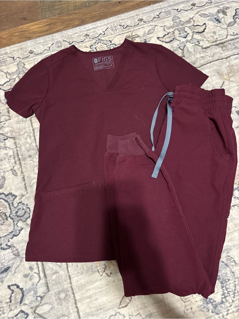 Figs Burgundy Medical Scrub Top and Joggers